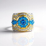 Anello in argento con Apatite Blu Neon (Gems en Vogue)