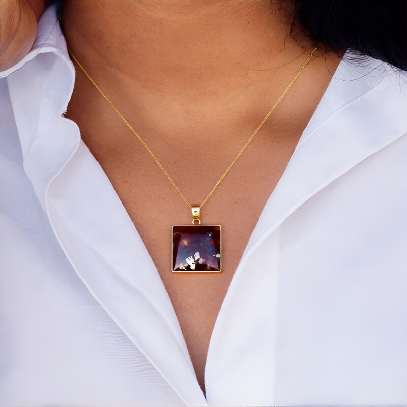 Java-Feder-Achat-Silberanhänger