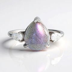 Anello in argento con Labradorite rosa Maniry