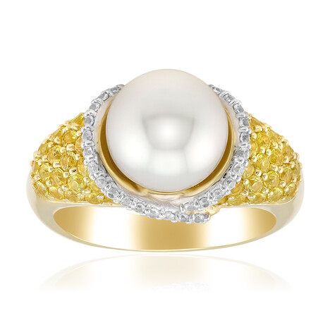 Gouden ring met een witte zuidzee parel (Michelle Albala)