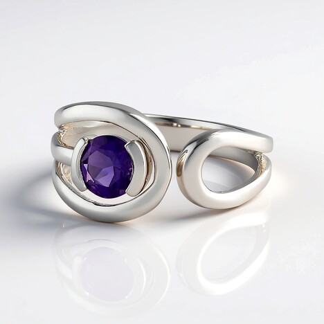 Anello in argento con Ametista Siberiana (de Melo Essence)