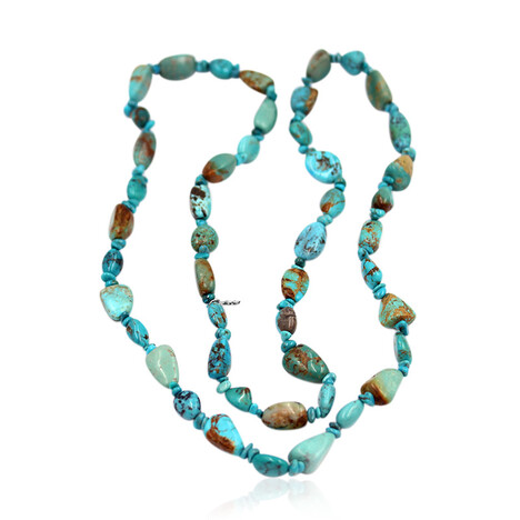 Zilveren halsketting met Kingman turkooisen (Anne Bever)