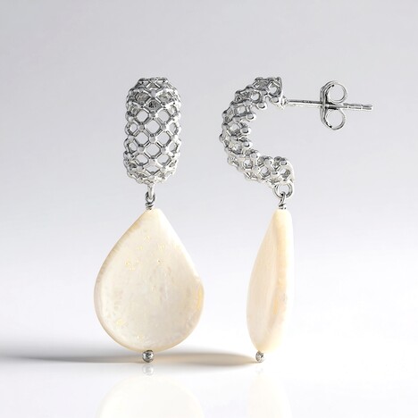 Orecchini in argento con Perla d'Acqua Dolce Bianca (MONOSONO COLLECTION)
