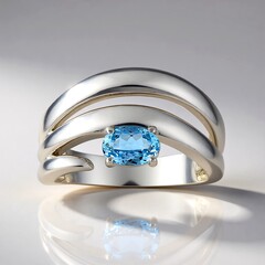 Anello in argento con Acquamarina del Mozambico