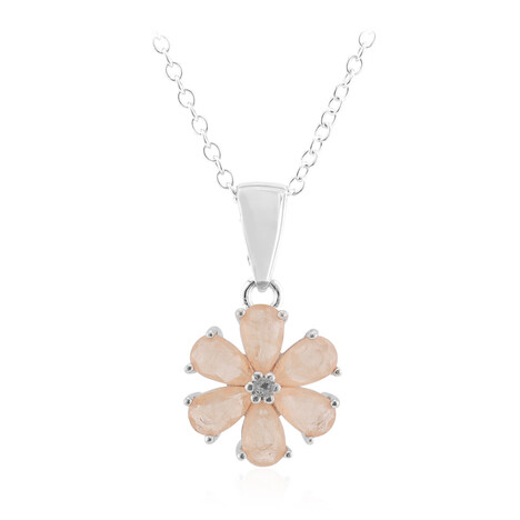 Peach Pastel Quartz Silver Necklace