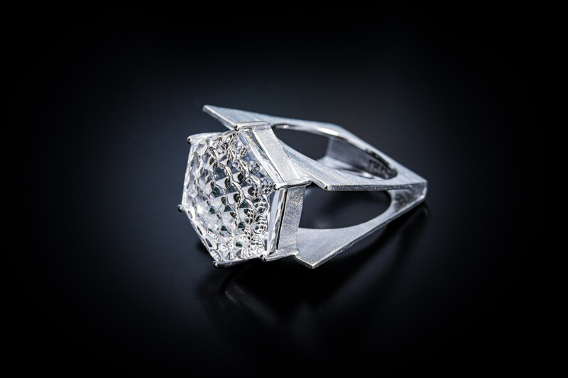 Weißer Quarz-Silberring