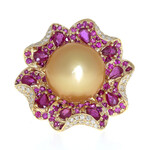 Gouden ring met een gouden zuidzee parel (CIRARI)