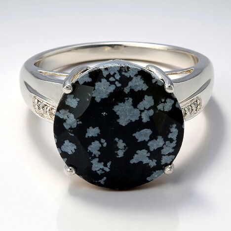 Anello in argento con Ossidiana Fiocco di Neve