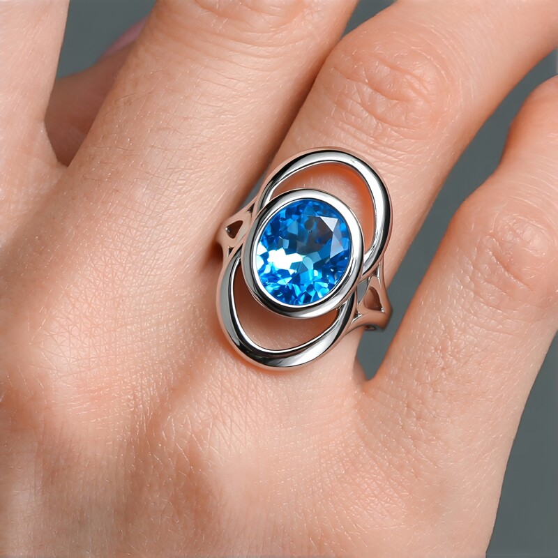 Schweizblauer Topas-Silberring (Pallanova)