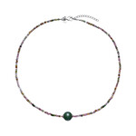 Zilveren halsketting met een Nefriet (MONOSONO COLLECTION)