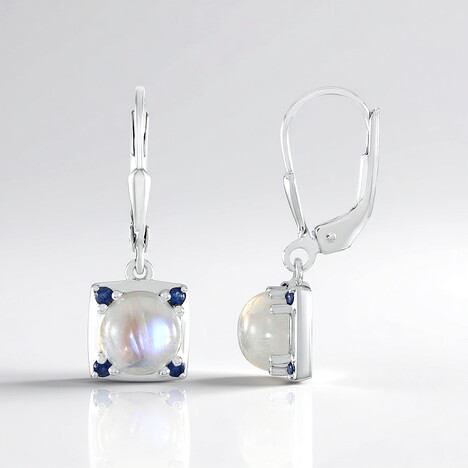 Orecchini in argento con Pietra di Luna Blu (KM by Juwelo)