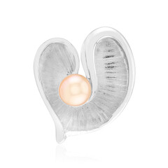 Pfirsichfarbene Ming-Perlen-Silberanhänger