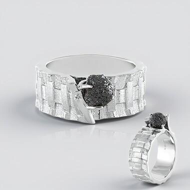 Anillo en plata con Diamante plateado (MONOSONO COLLECTION)