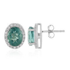 Boucles d'oreilles en argent et Fluorite bleu pétrole de Belgique