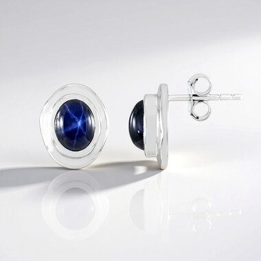 Orecchini in argento con Zaffiro Stellato Blu (de Melo Essence)