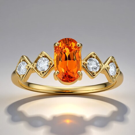 Anello in oro con Zaffiro Arancione Ban Ka Cha