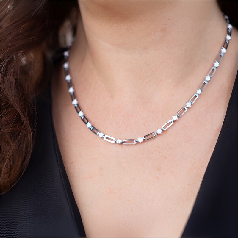 Weißer Topas-Silbercollier