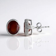 Hessonite Garnet Silver Earrings (de Melo Essence)