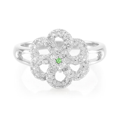 Bague en argent et Grenat Tsavorite du Kenya