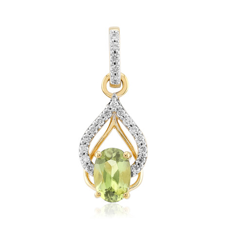 Grüner Madagaskar-Diopsid-Goldanhänger