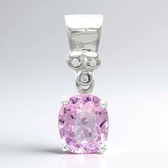 Ciondolo placcato in platino con Tormalina Rosa Cuprian