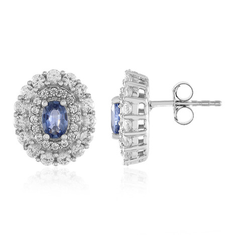 Blauer Ceylon-Saphir-Silberohrringe