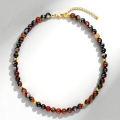 Collana in argento con Agata Rossa Basalto