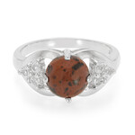 Anello in argento con Ossidiana Mogano