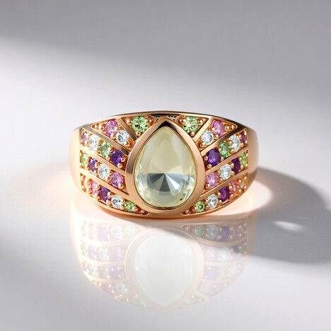 Anello in argento con Pietra di Luna Verde (KM by Juwelo)