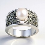 Anello in argento con Perla d'Acqua Dolce Bianca