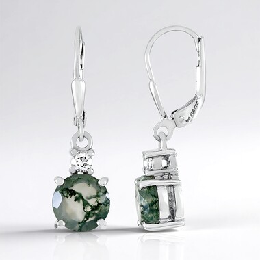 Moss Agate Silver Earrings