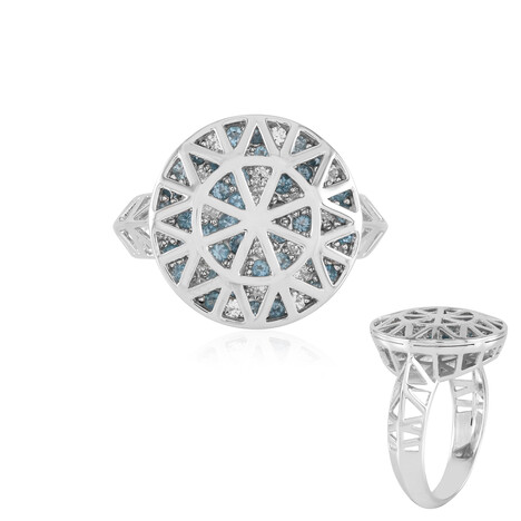 Anillo en plata con Topacio azul cielo