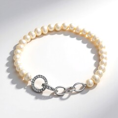 Bracelet en argent et Perle blanche de culture d'eau douce