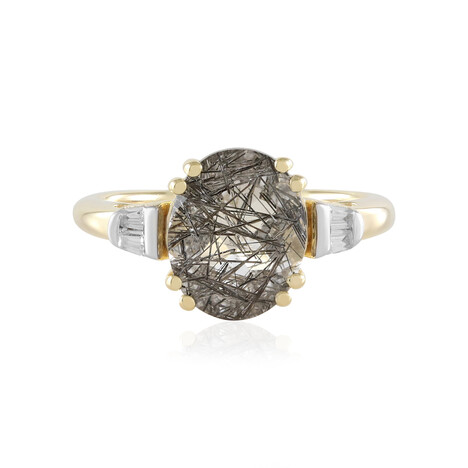 Anillo en plata con Cuarzo rutilado negro