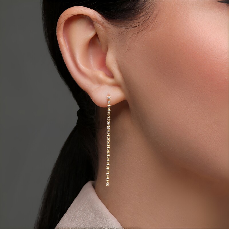 9K I2 Champagne Diamond Gold Earrings (de Melo Gold)