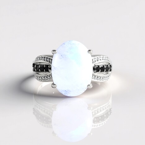 Anello in argento con Pietra di Luna Arcobaleno
