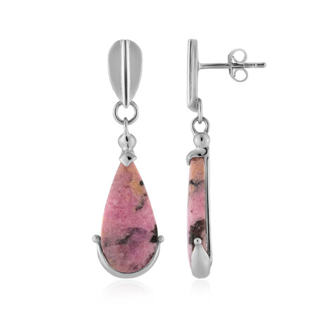 Pendientes en plata con Rodonita de Sulawesi (Bali Barong)