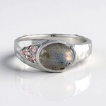 Anello in argento con Labradorite rosa Maniry