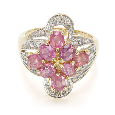 Nicht erhitzter Padparadscha-Saphir-Goldring (AMAYANI)