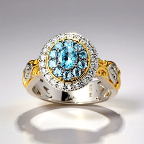 Anello in argento con Acquamarina della Tanzania (Gems en Vogue)