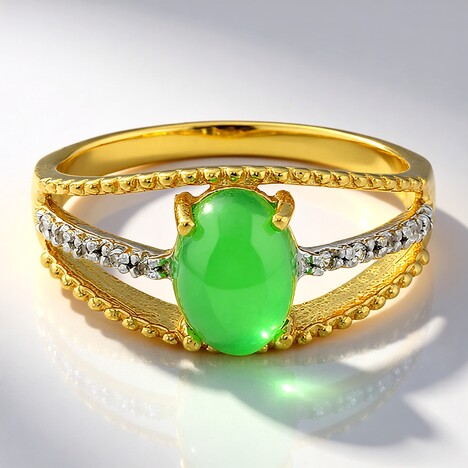 Anello placcato in oro con Crisoprasio Imperiale