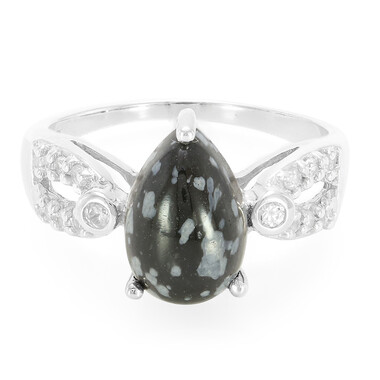 Schneeflocken-Obsidian-Silberring
