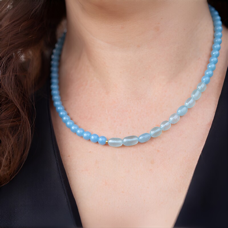 Aquamarin-Silberhalskette