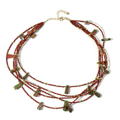Collana in argento con Unakite (Riya)
