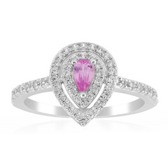 Zilveren ring met een Ceylon roze saffier
