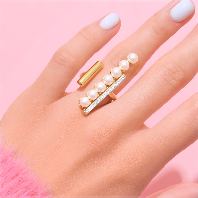 White Freshwater Pearl Silver Ring (TPC)