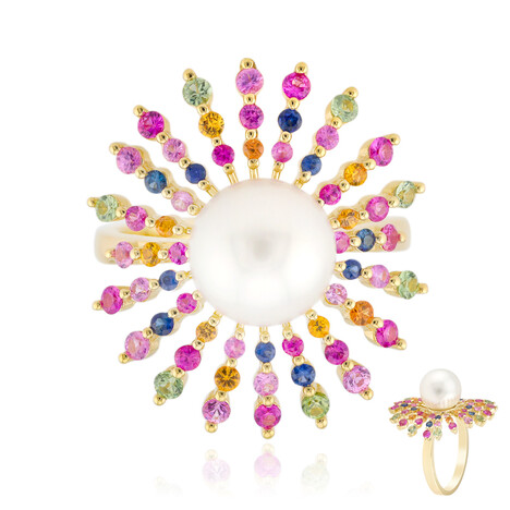 Weiße Südseeperlen-Goldring (Michelle Albala)