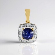 Zilveren hanger met een blauwe ster saffier
