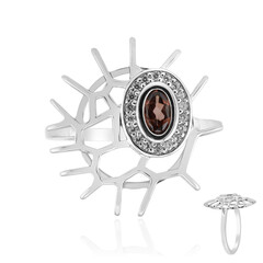 Zilveren ring met een Champagne Zirkoon