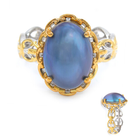 Pfauen-Mabe-Perlen-Silberring (Gems en Vogue)